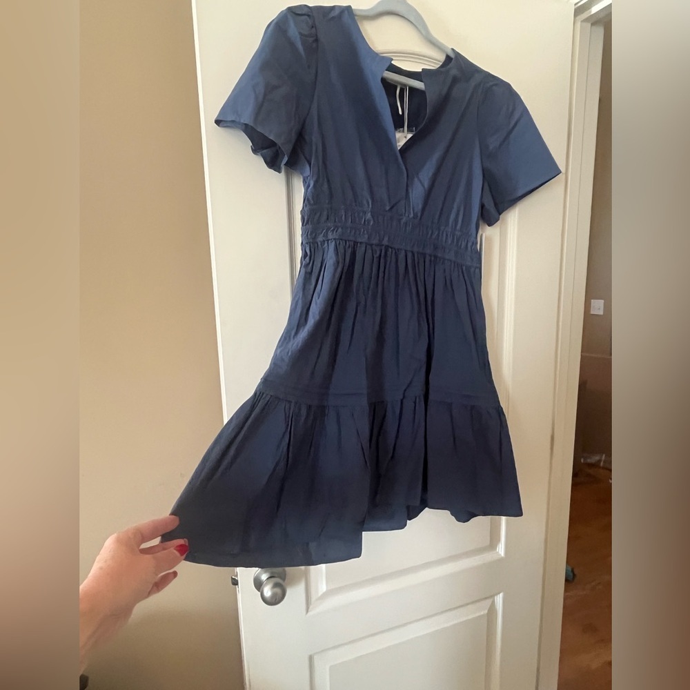 Stitchdrop Designer Navy Cotton Women's Mini Dress Size Large - Picture 12 of 15